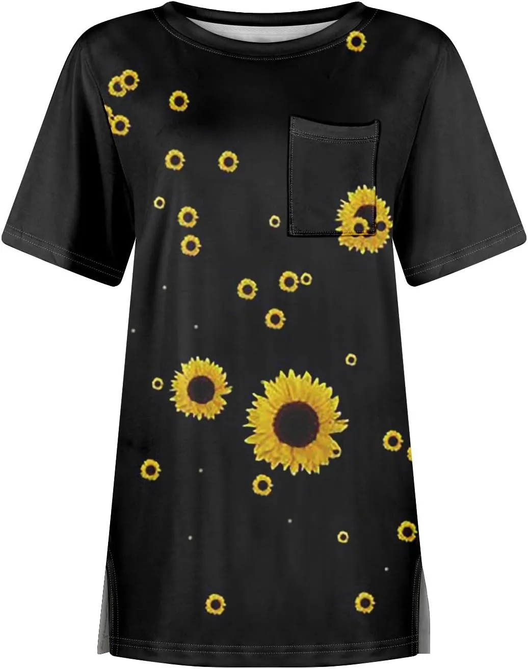 Summer Tops for Women 2025 Vacation Trendy Round Neck Boho Short Sleeve Shirts Casual Loose Comfy Blouses with Pocket