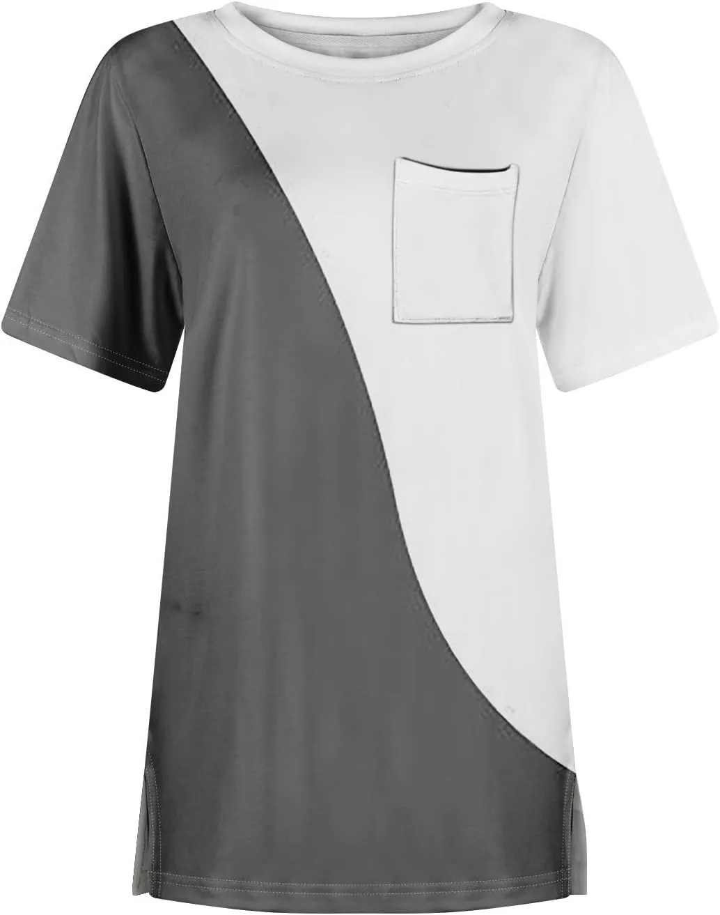Summer Tops for Women 2025 Vacation Trendy Round Neck Boho Short Sleeve Shirts Casual Loose Comfy Blouses with Pocket