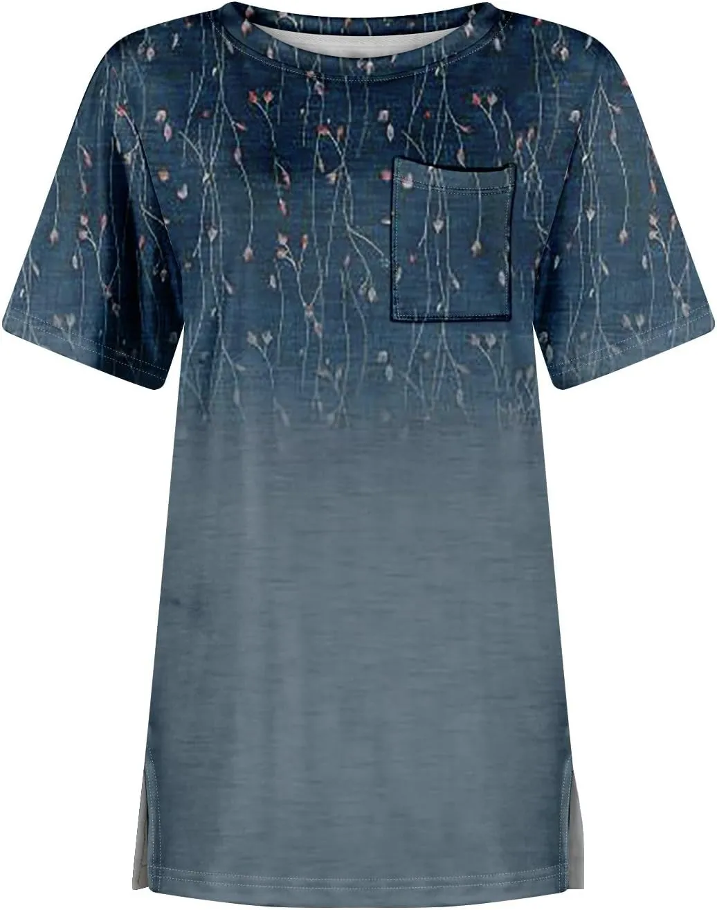 Summer Tops for Women 2025 Vacation Trendy Round Neck Boho Short Sleeve Shirts Casual Loose Comfy Blouses with Pocket
