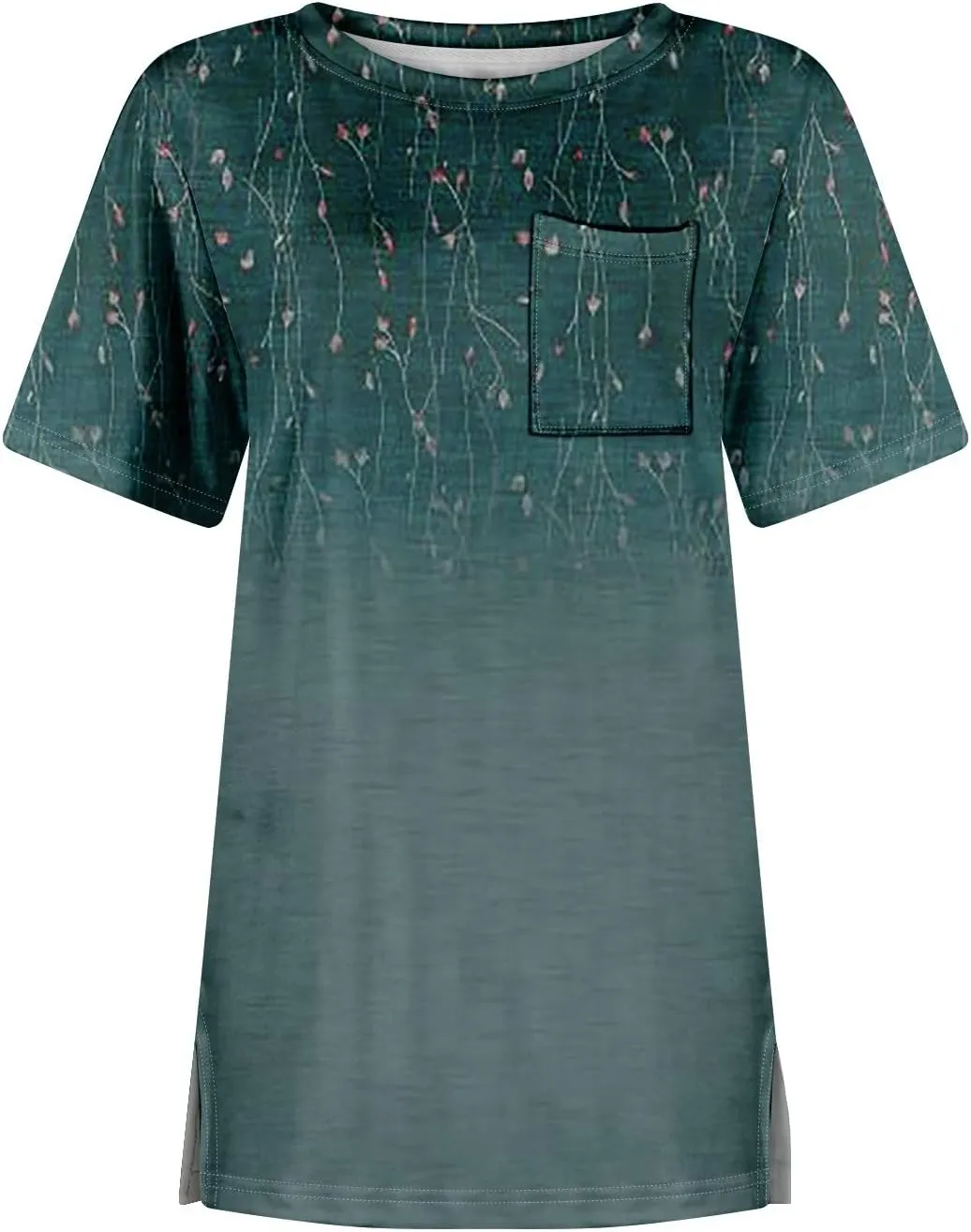 Summer Tops for Women 2025 Vacation Trendy Round Neck Boho Short Sleeve Shirts Casual Loose Comfy Blouses with Pocket