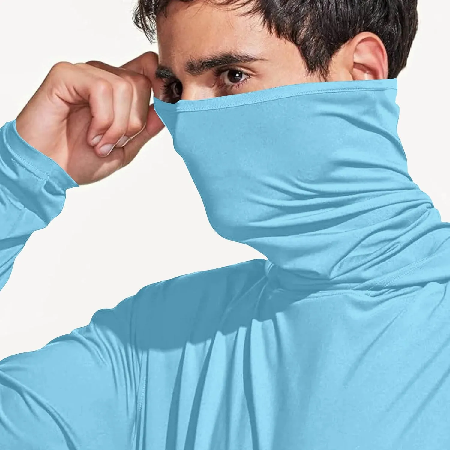 Sun Protection Shirts for Men with Mask UPF 50  Fishing Blouses Lightweight Long Sleeve UV Rash Guard Cooling Hoodies