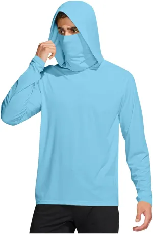Sun Protection Shirts for Men with Mask UPF 50  Fishing Blouses Lightweight Long Sleeve UV Rash Guard Cooling Hoodies