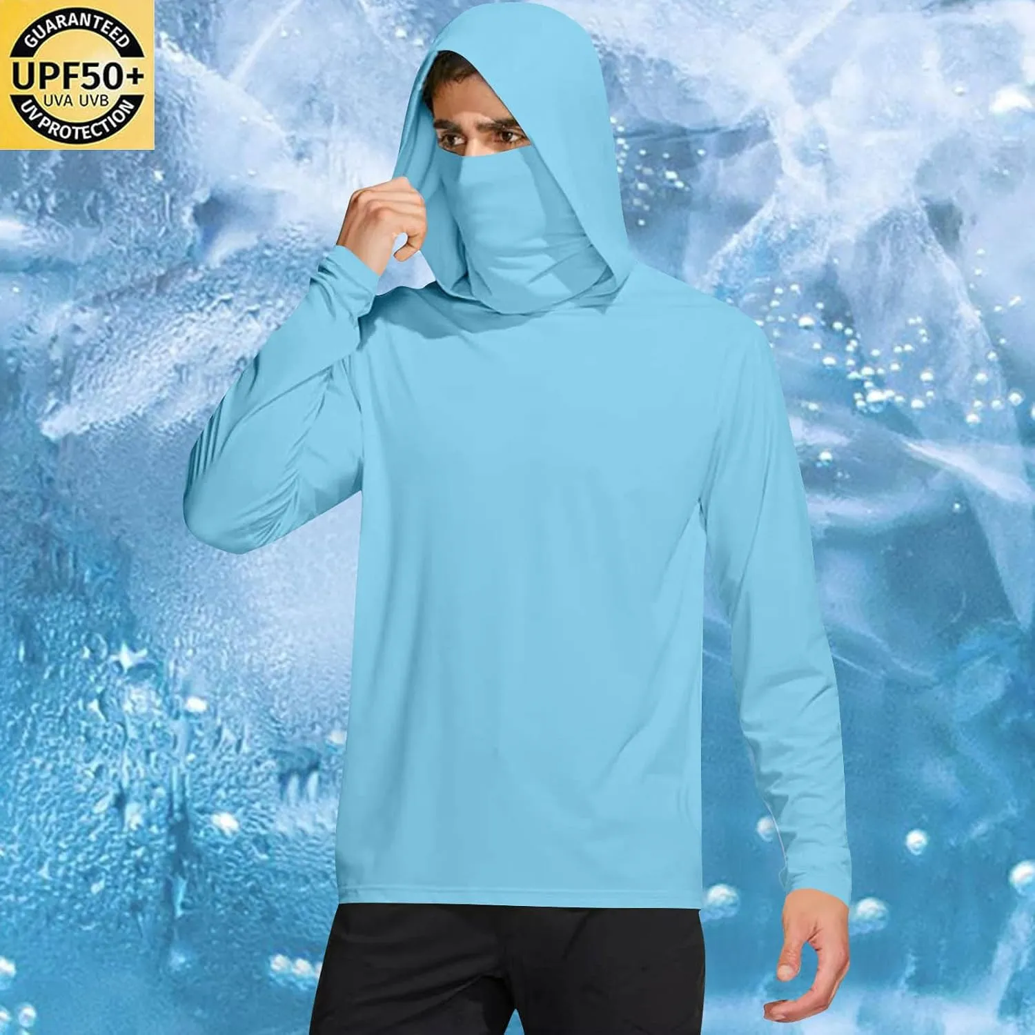 Sun Protection Shirts for Men with Mask UPF 50  Fishing Blouses Lightweight Long Sleeve UV Rash Guard Cooling Hoodies