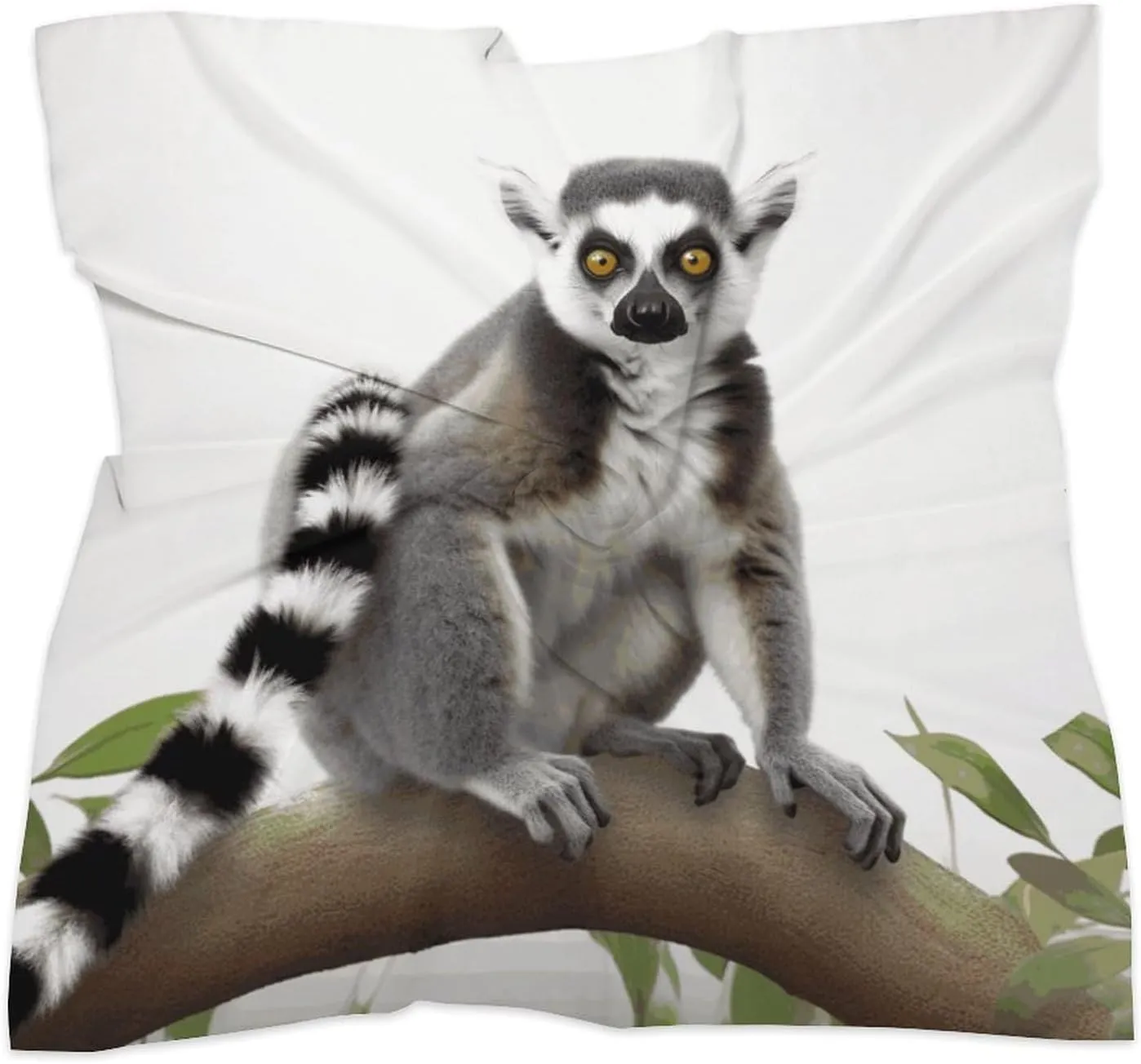 Tailed Lemur Head Scarf Like Silk Scarf Lightweight Fashion Satin Hair Bandanas for Women Boho Headscarf Hair Wrap Bandana Headband Handkerchief Silk Scarves for Bag Purse Neck 18 Inch