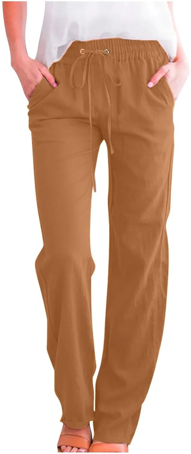 TARIENDY Cozy Dress Pants for Women Womens Straight Leg Casual Pants Loose Comfy Elastic Waist Trousers high Waist Outfits