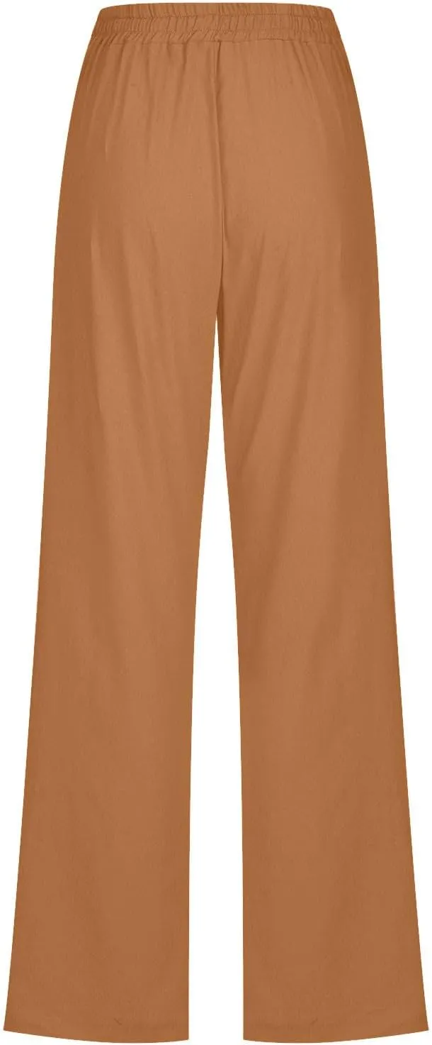 TARIENDY Cozy Dress Pants for Women Womens Straight Leg Casual Pants Loose Comfy Elastic Waist Trousers high Waist Outfits