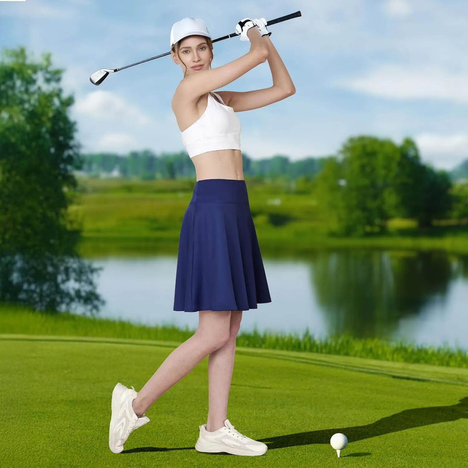 Tennis Skirts for Women with Pockets Shorts Knee Length Golf Skirts Skorts for Women High Waisted Casual Athletic