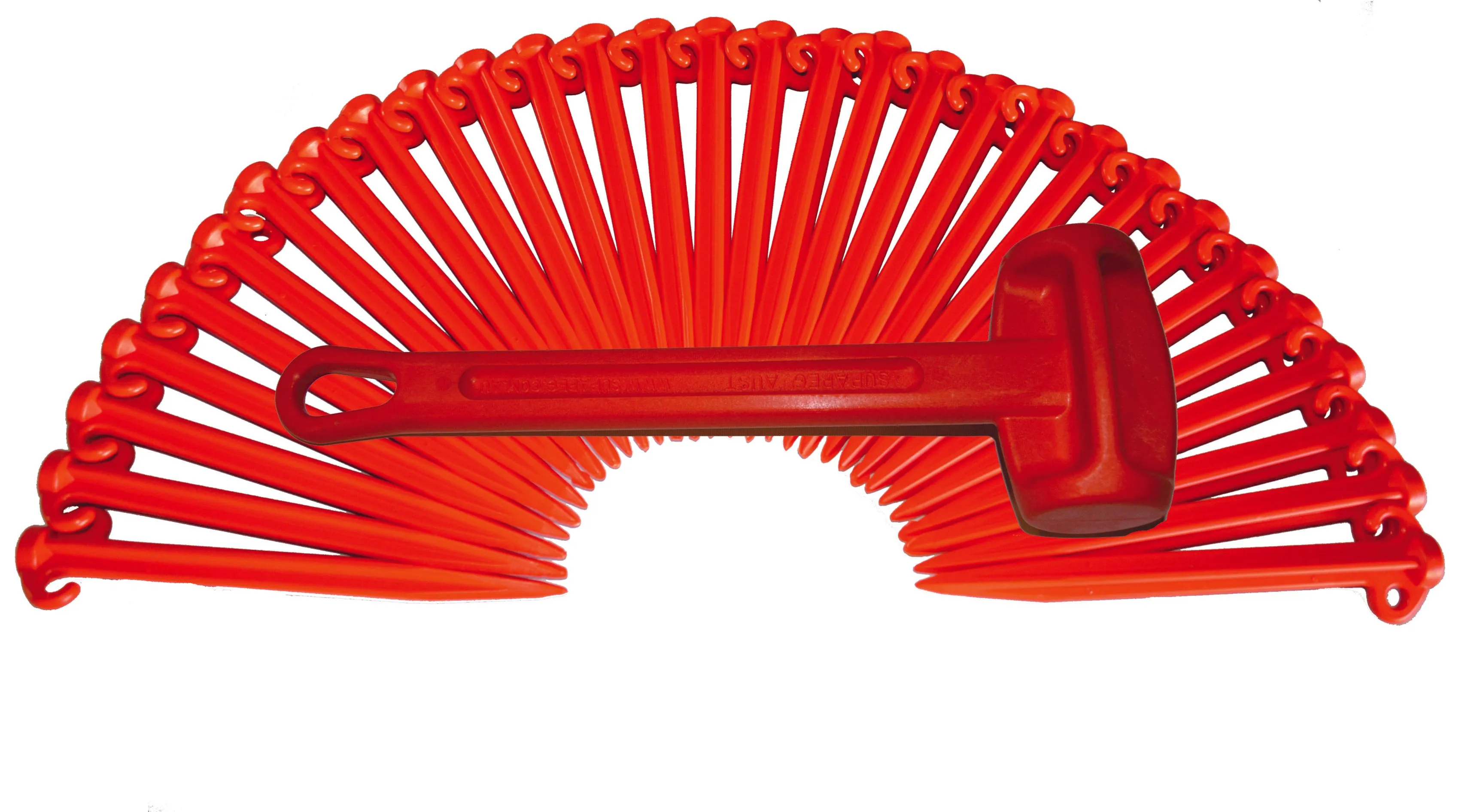 Tent Pegs Pack of 30 300mm Heavy Duty Sand Soft Soil Pegs Plus Hammer