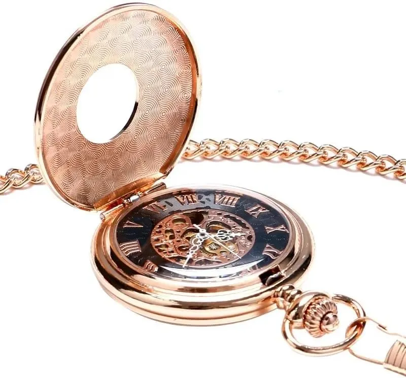 Tiong Roman Numerals Display Mechanical Hand Winding Antique Pocket Watches Vintage Best Gifts for Men