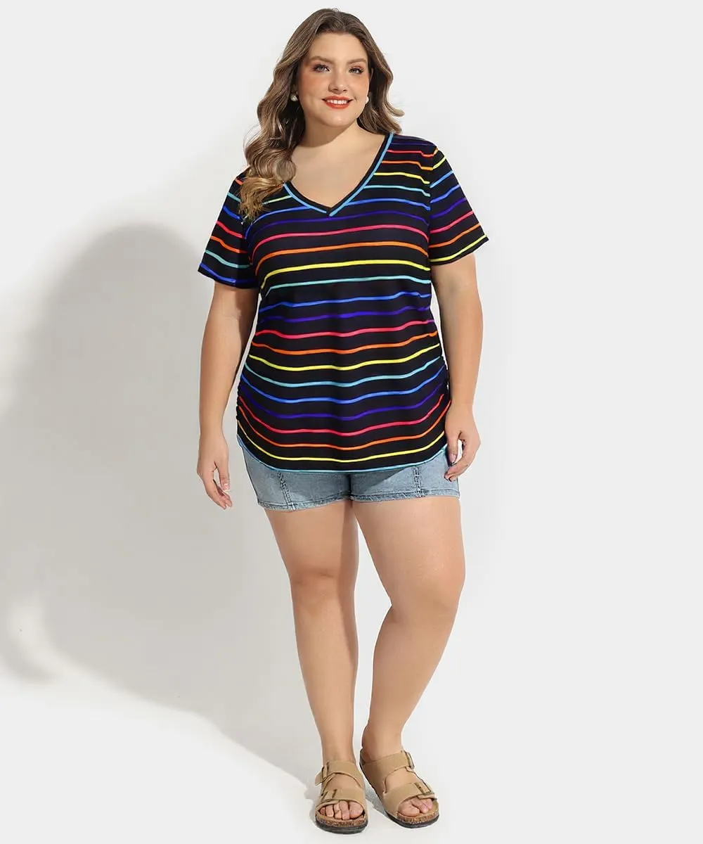 TIYOMI Plus Size T Shirt for Women Short Sleeve Shirts Tops Print Graphic Pattern Tunic Summer Blouse XL-5XL 14-28