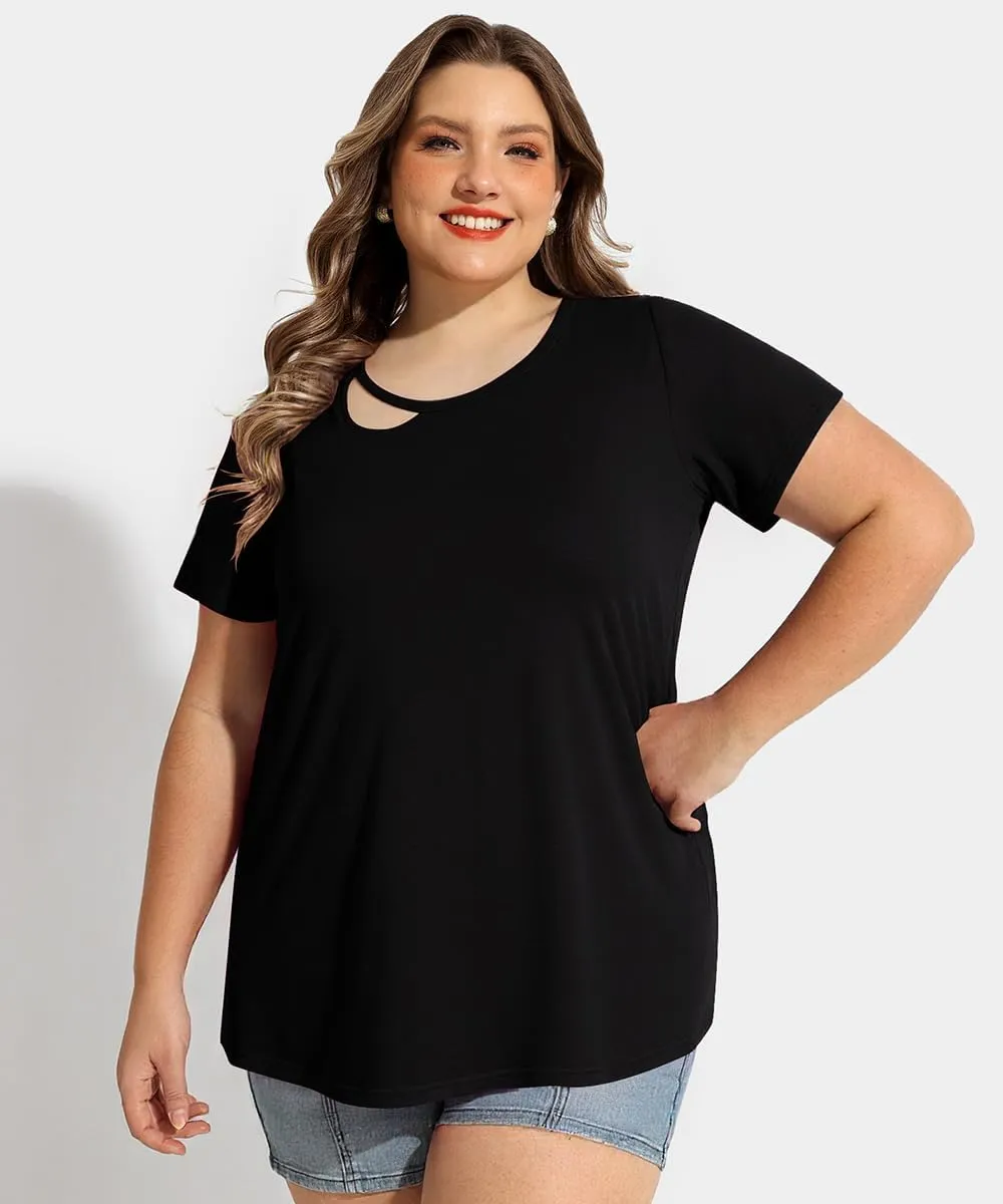 TIYOMI Plus Size T Shirt for Women Short Sleeve Shirts Tops Print Graphic Pattern Tunic Summer Blouse XL-5XL 14-28