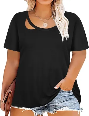 TIYOMI Plus Size T Shirt for Women Short Sleeve Shirts Tops Print Graphic Pattern Tunic Summer Blouse XL-5XL 14-28