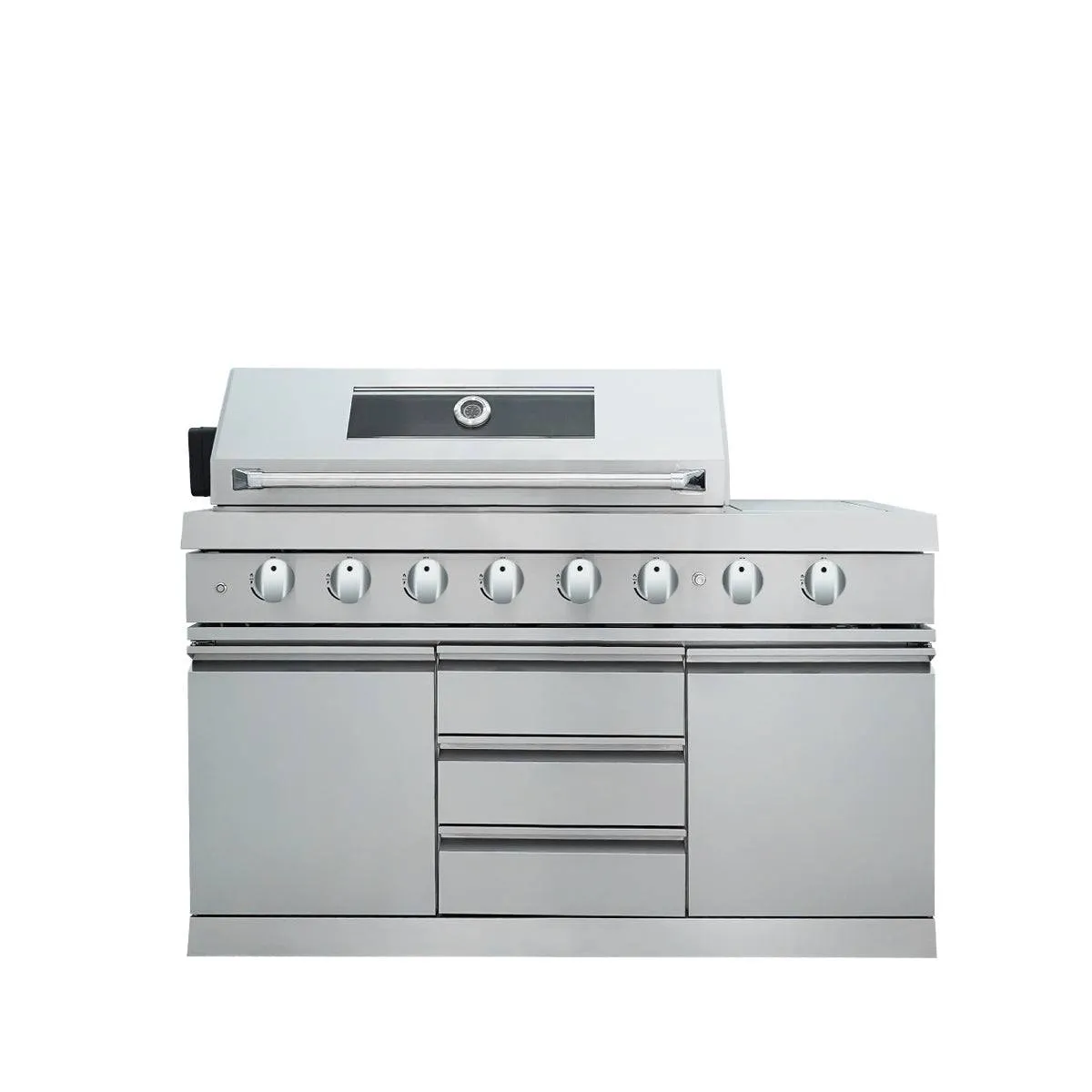 TMG Industrial Stainless Steel Outdoor Kitchen, 6 Main Burners, Rear Burner, Side Burner, Integrated Sink & Refrigerator, CSA/CE Certified, TMG-LKS08