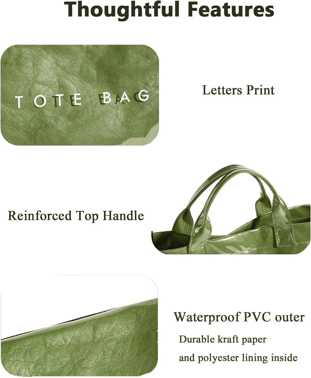 Tote Bag for Women Large PVC Tote Bag Plastic Handbag Letters Print Handbag Clear Hobo Bag