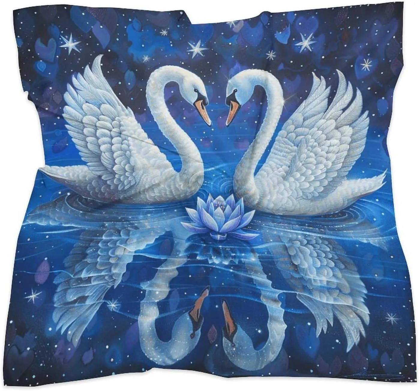 Two White Swans Head Scarf Like Silk Scarf Lightweight Fashion Satin Hair Bandanas for Women Boho Headscarf Hair Wrap Bandana Headband Handkerchief Silk Scarves for Bag Purse Neck 18 Inch