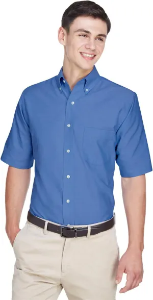 UltraClub Men's Classic Wrinkle-Resistant Short-Sleeve Oxford 5XL FRENCH BLUE