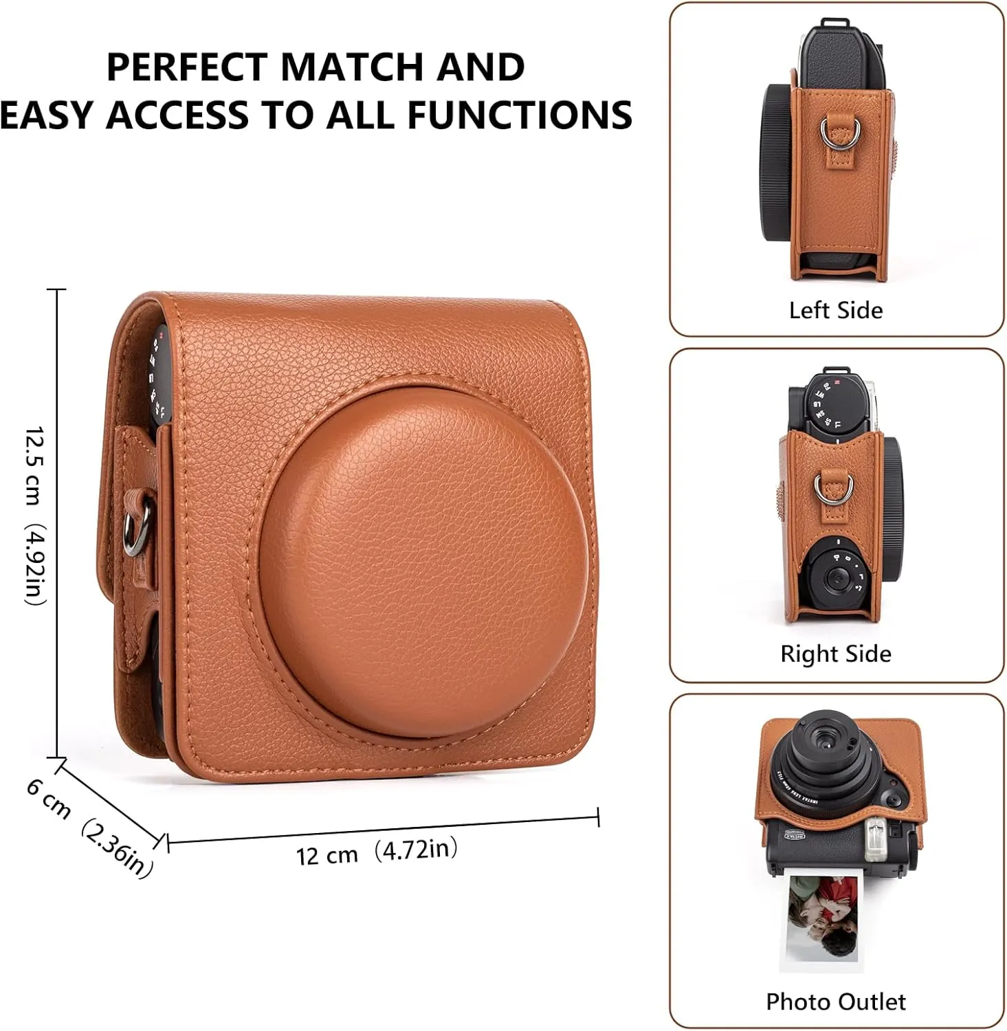 Upgraded Leather Case Compatible with Fujifilm Instax Mini 99 Instant Camera, Instax Mini 99 Case Integrated Protective Cover with Shoulder Strap - Brown