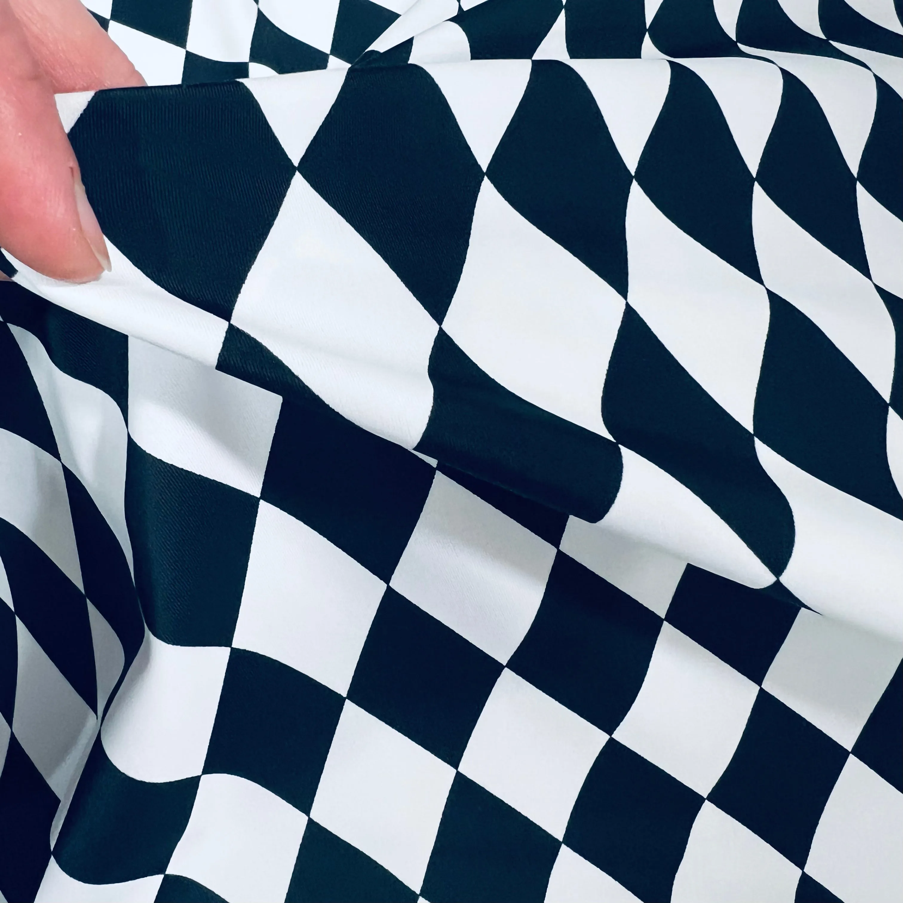 UV Black & White Diamond Fabric