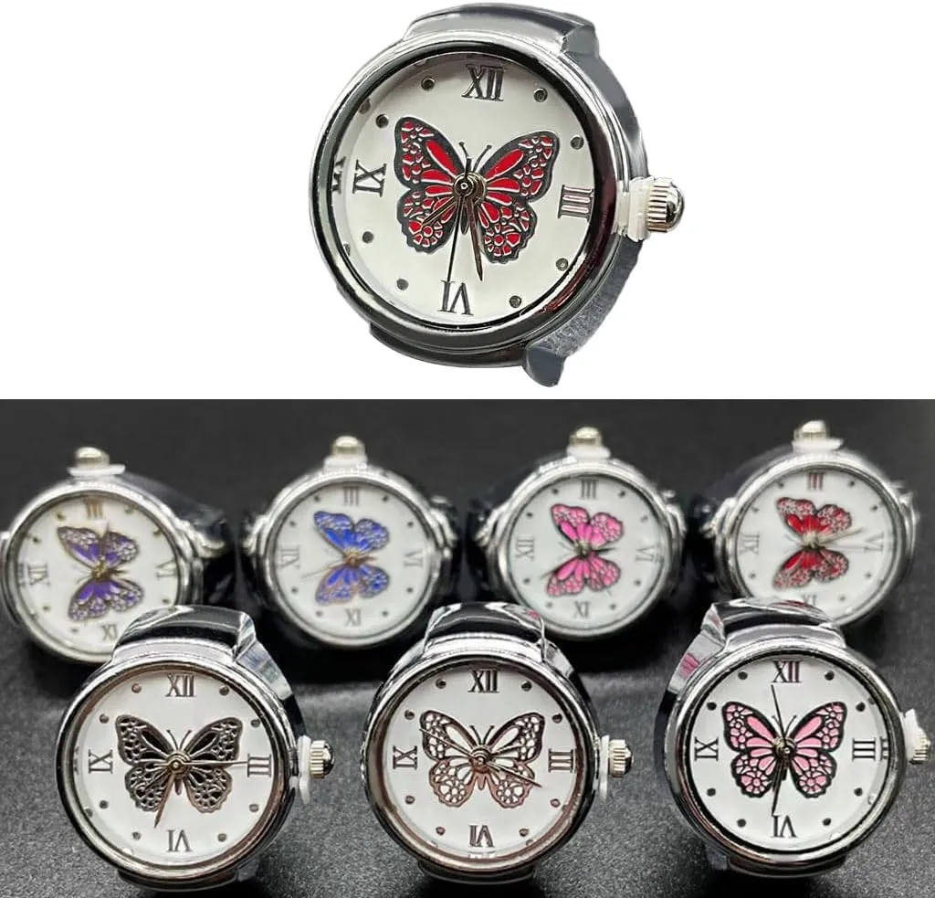 Vintage Punk Finger Watch Elastic Strap Alloy Watches Couple Rings Jewelry Clock Retro Roman Watch Rings Women Men