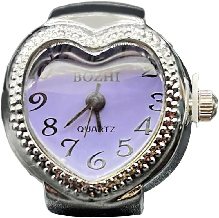 Vintage Punk Finger Watch Elastic Strap Alloy Watches Heart Couple Rings Jewelry Clock Roman Watch for Women