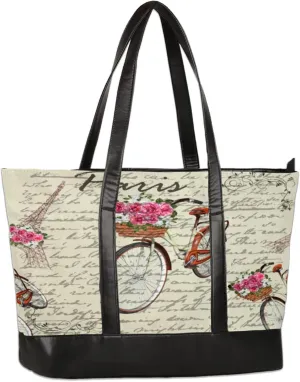 Vintage Shintetsu Towers Bikes Laptop Tote Bag for Women Lightweight Work Purse with Multiple Compartments Fits 13-15.6 Inch Laptop Tablet Shoulder Bag for Office Travel Daily Use