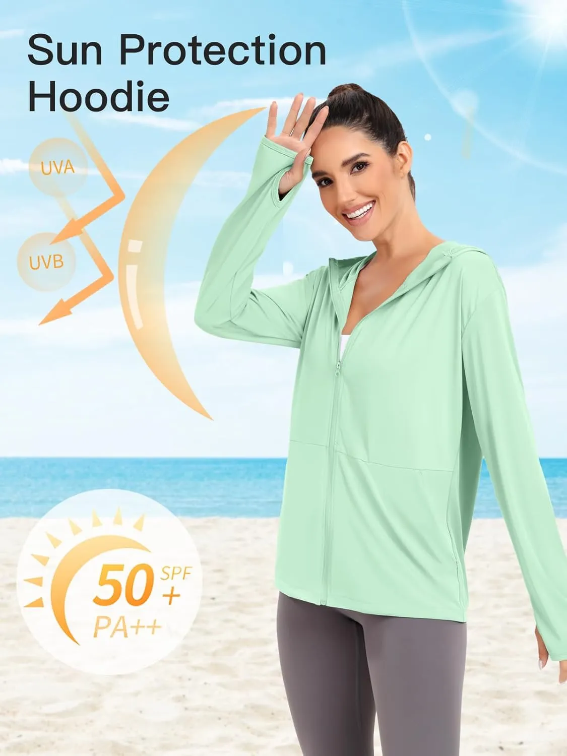 VUTRU Women's UPF 50  Sun Protection Hoodie Jacket Lightweight Long Sleeve Sun Shirt UV Hoodie with Pocket