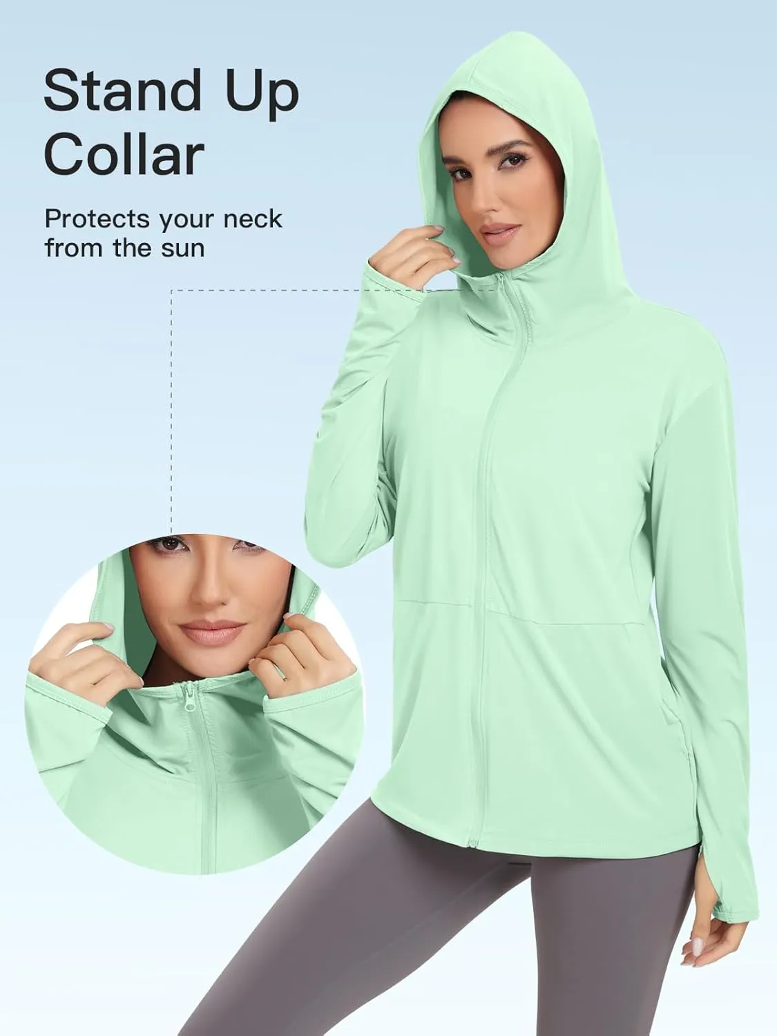 VUTRU Women's UPF 50  Sun Protection Hoodie Jacket Lightweight Long Sleeve Sun Shirt UV Hoodie with Pocket