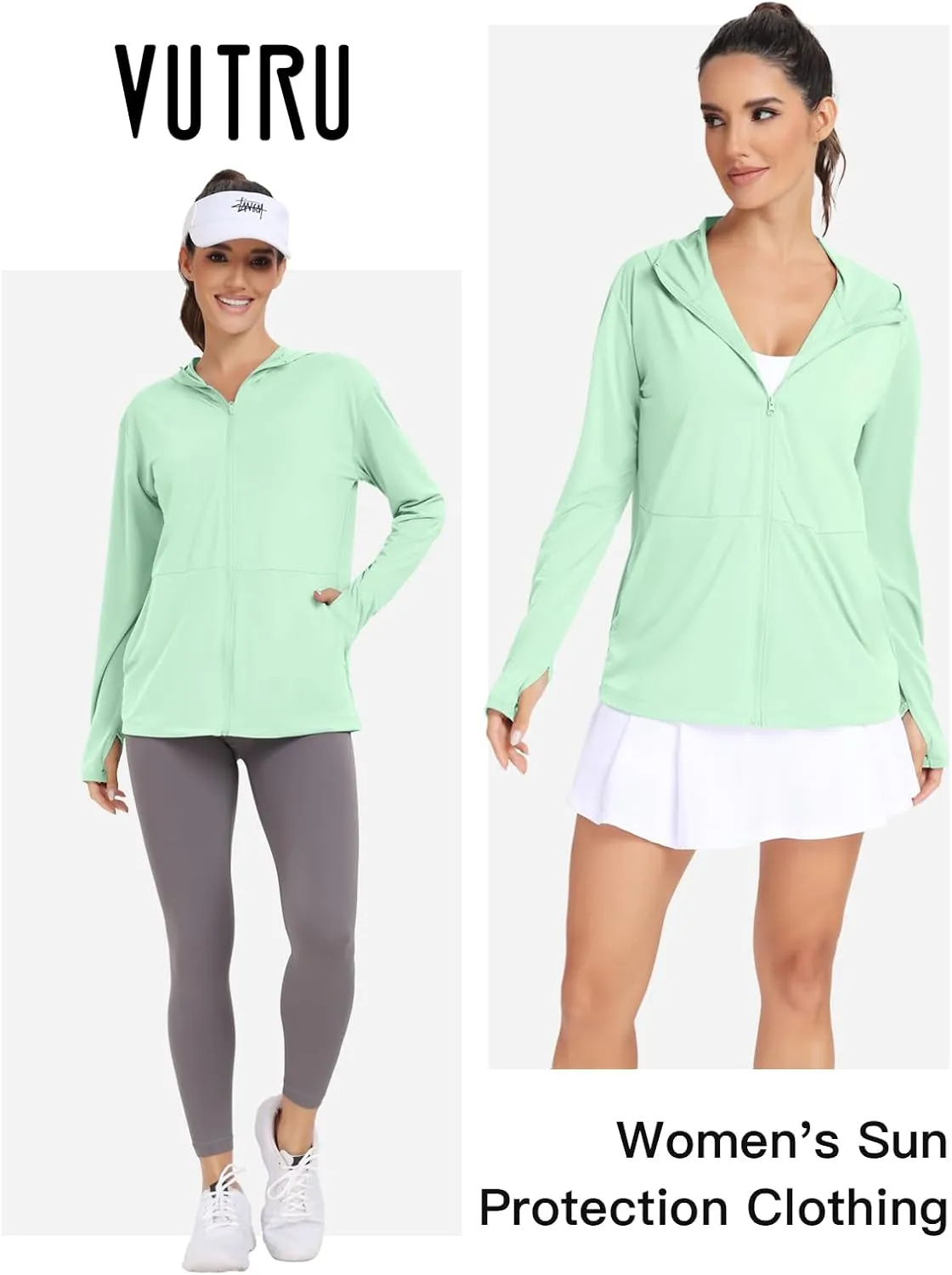 VUTRU Women's UPF 50  Sun Protection Hoodie Jacket Lightweight Long Sleeve Sun Shirt UV Hoodie with Pocket