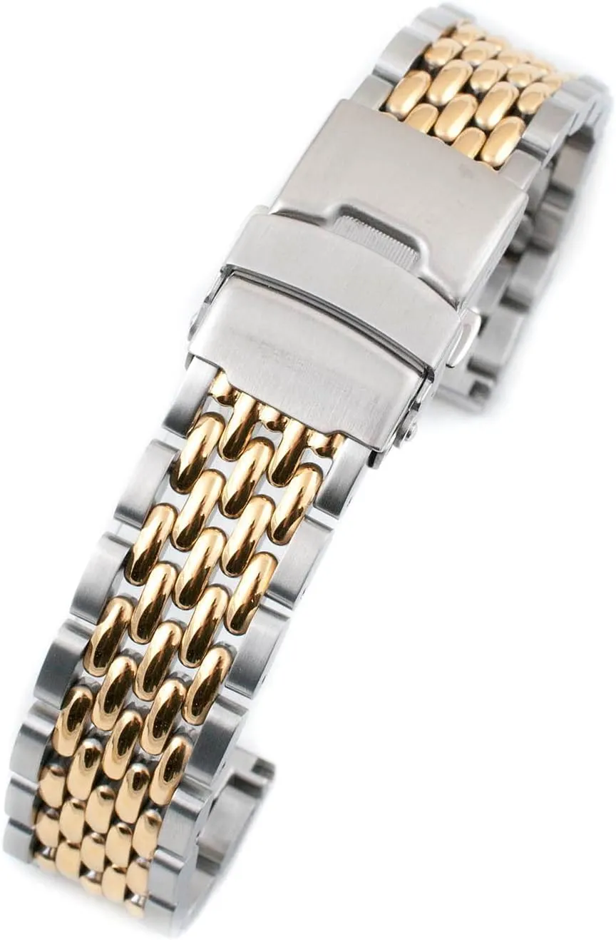 Watch Bracelet for Q Timex Band Replacement fits 36mm, 38mm, 40mm, M79, GMT, Chronograph - TQ18 Quick Release Beads of Rice Bracelet Strap - Stainless Steel Vintage BOR 18mm