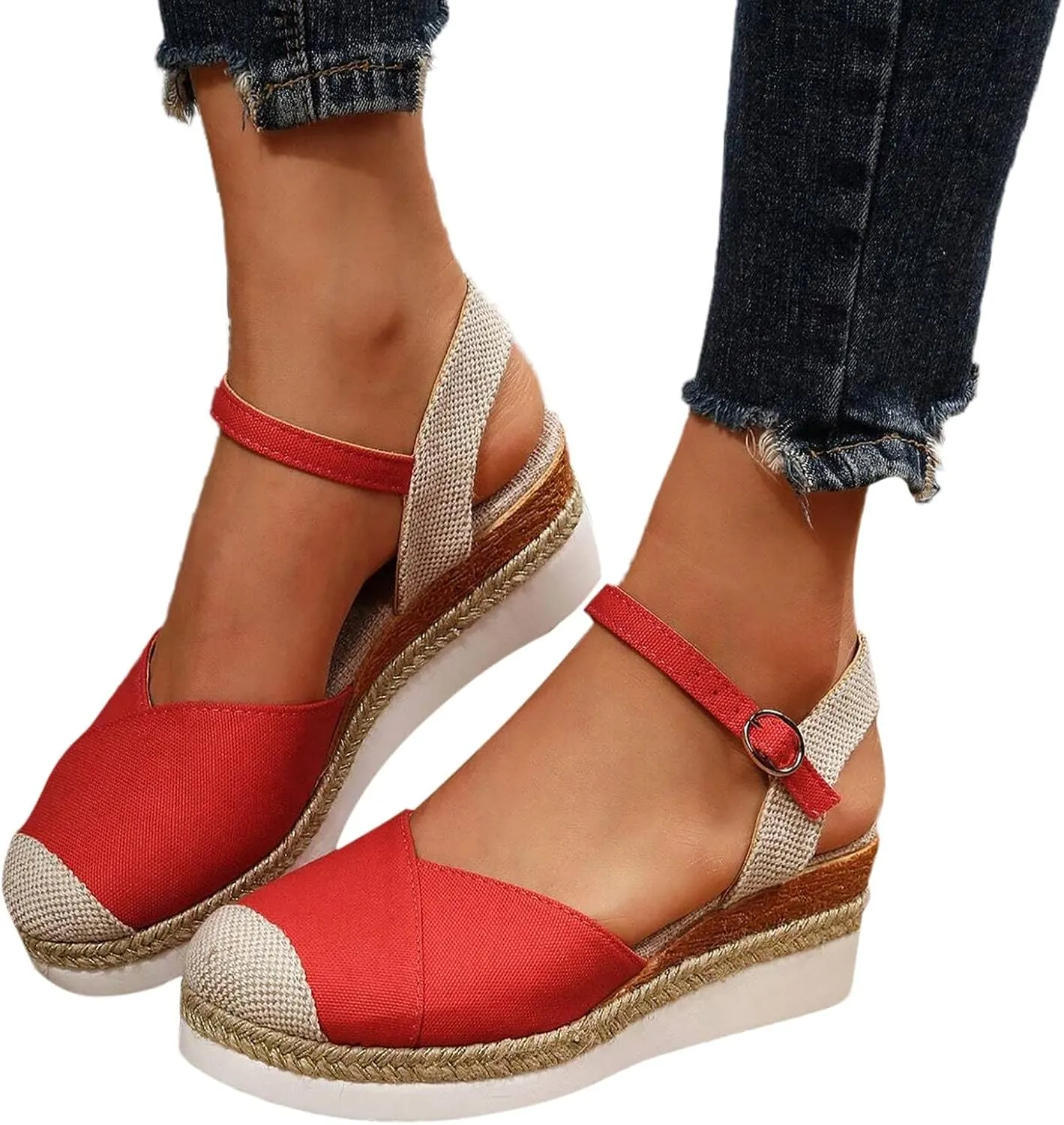Wedge Sandals for Women Orthopedic Platform Summer Comfy Flat Open Toe Ankle Strap Strappy Fashion Outdoor Shoes