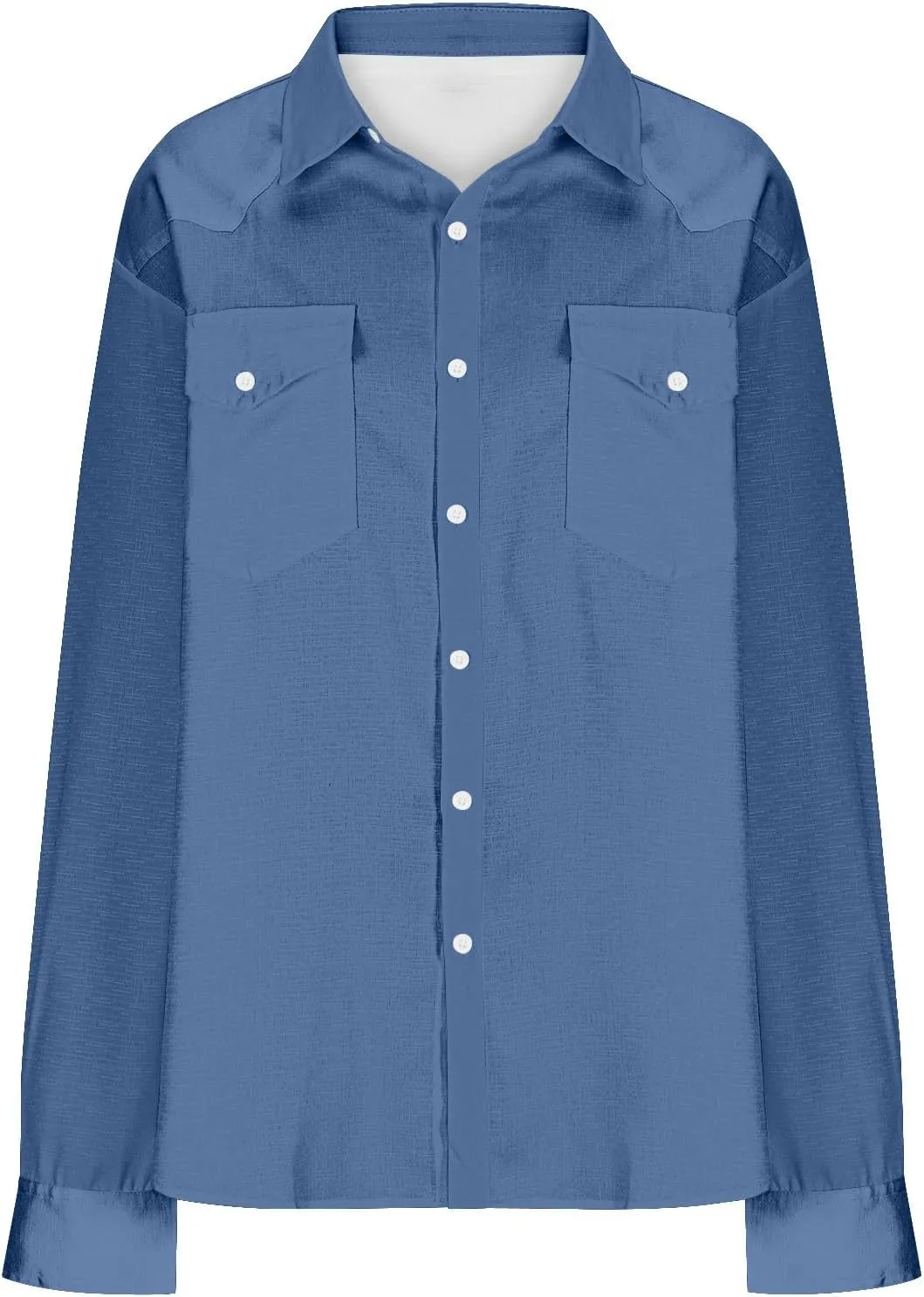 Western Cowboy Shirts for Men Pearl Snap Button Down Cotton Work Tshirt Men's Casual Shirt Jackets with Pockets