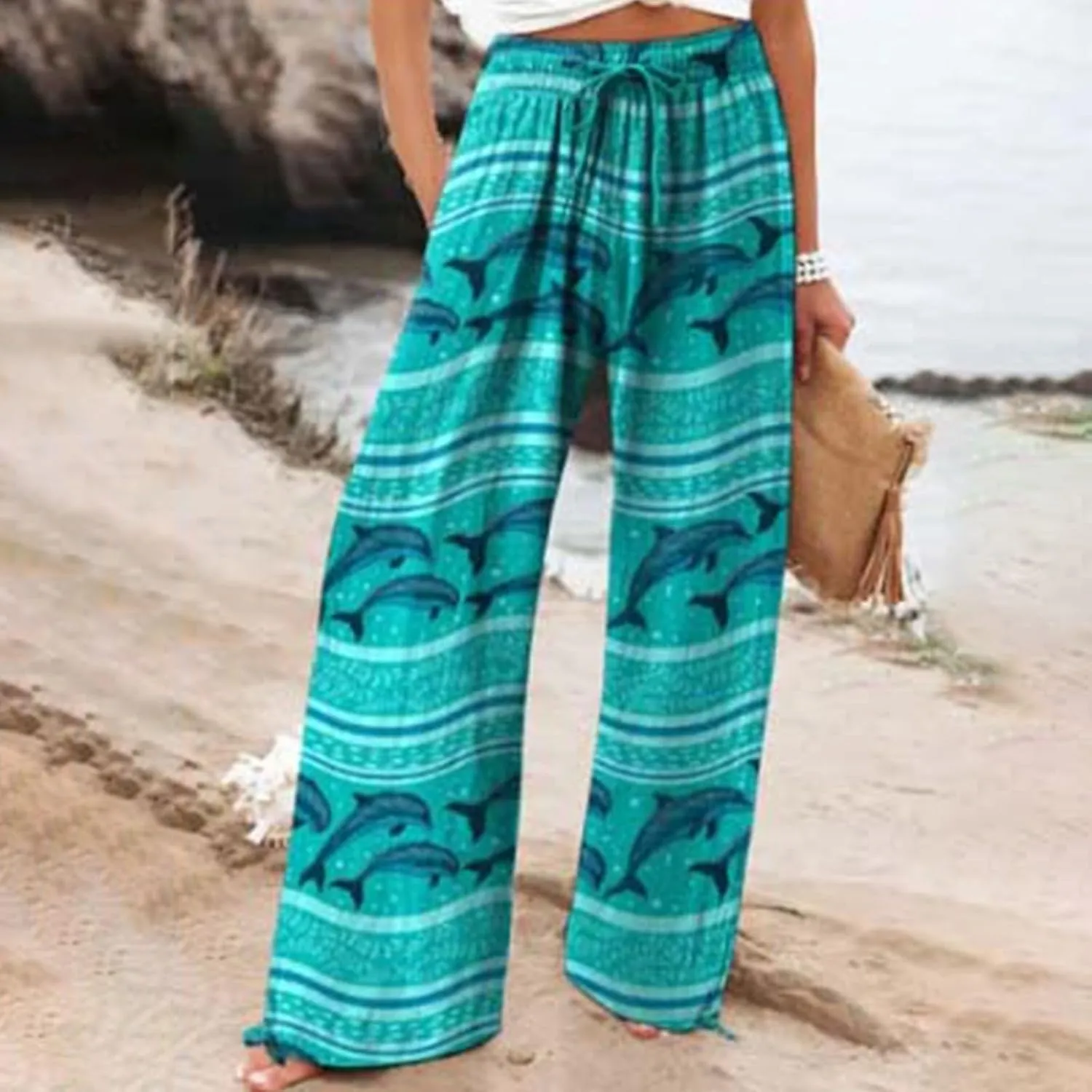 Wide Leg Pants for Women Womens Cotton Casual Loose Pants Comfy Work Pants with Pockets High Waisted Palazzo Pants
