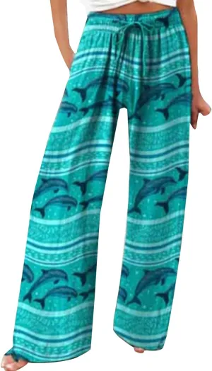 Wide Leg Pants for Women Womens Cotton Casual Loose Pants Comfy Work Pants with Pockets High Waisted Palazzo Pants