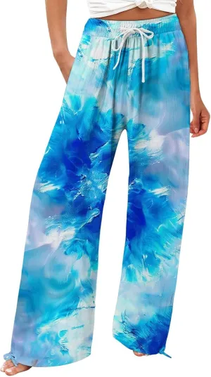 Wide Leg Pants for Women Womens Cotton Casual Loose Pants Comfy Work Pants with Pockets High Waisted Palazzo Pants