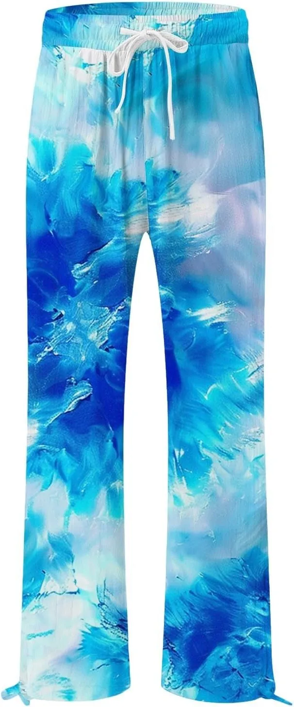 Wide Leg Pants for Women Womens Cotton Casual Loose Pants Comfy Work Pants with Pockets High Waisted Palazzo Pants