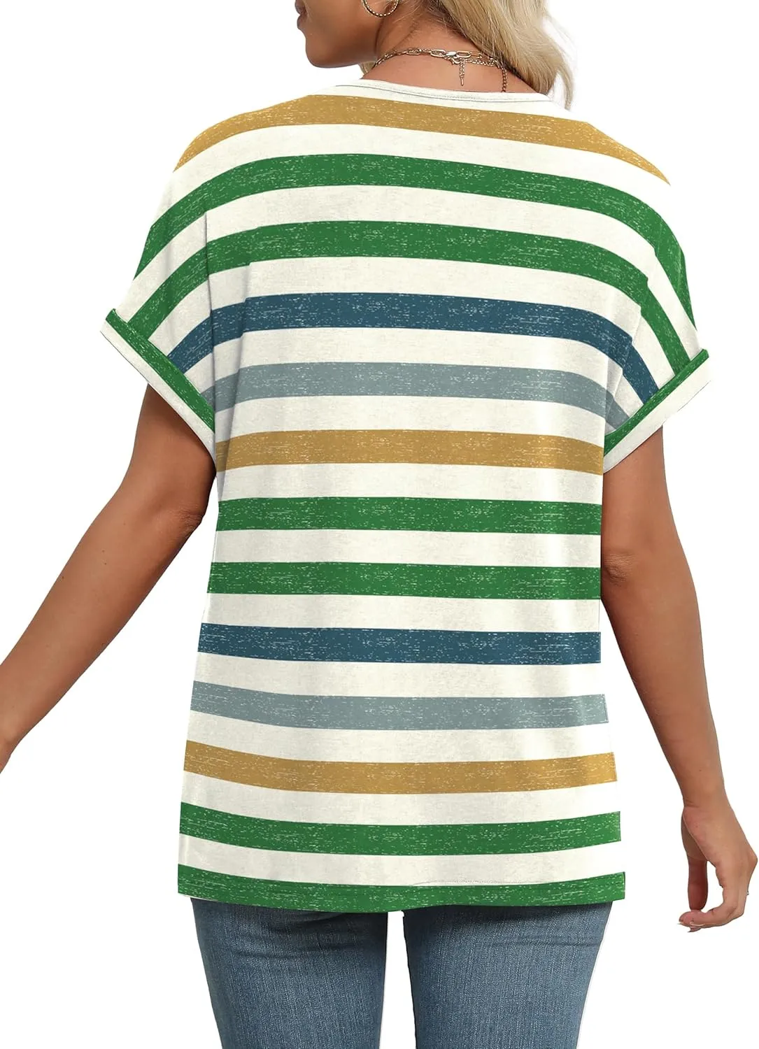 WIHOLL Womens Summer Tops Short Dolman Sleeve Shirts 2025 Fashion V Neck Outfits Clothes