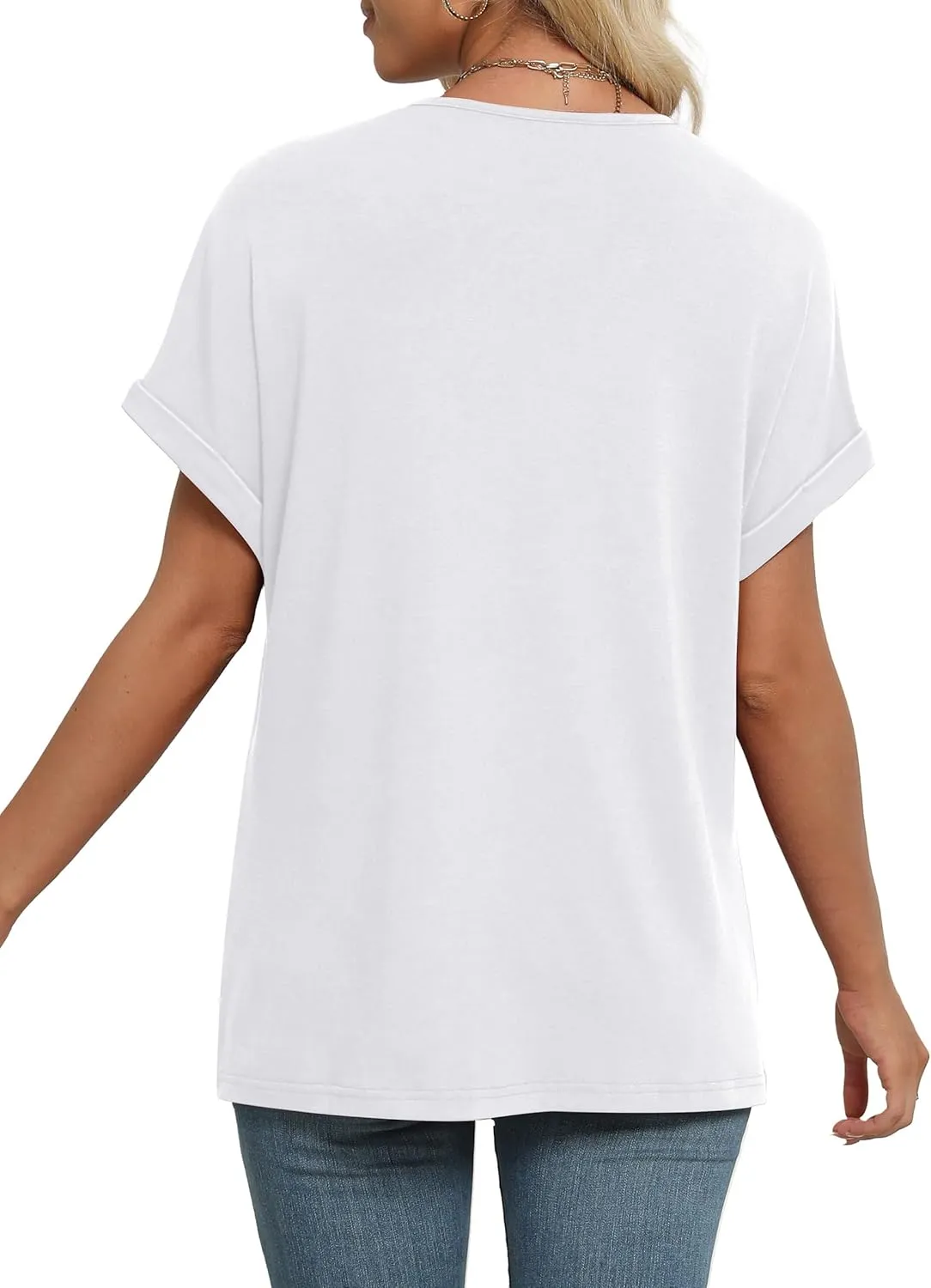 WIHOLL Womens Summer Tops Short Dolman Sleeve Shirts 2025 Fashion V Neck Outfits Clothes