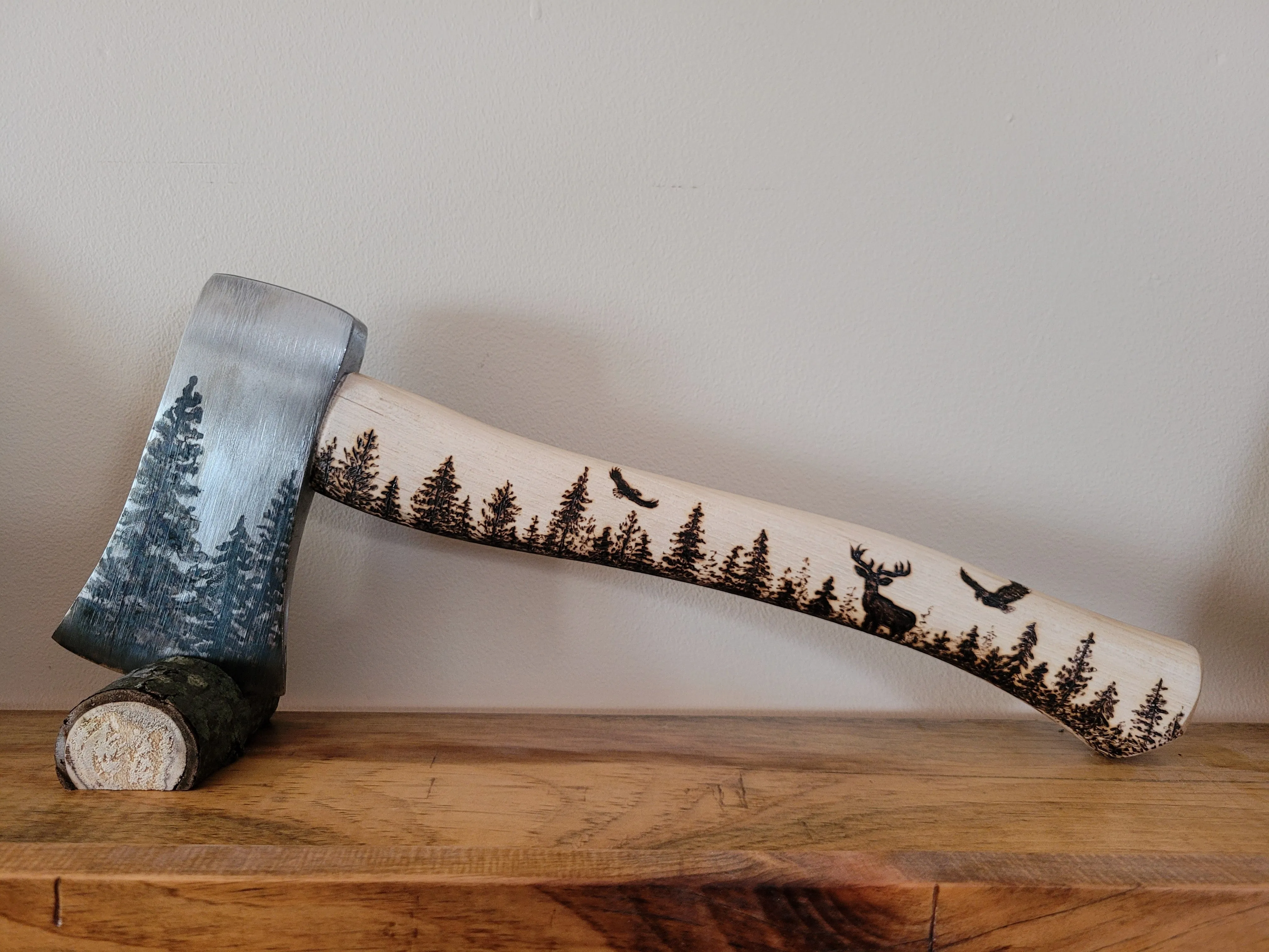 Wilderness Theme Custom Carved Axe