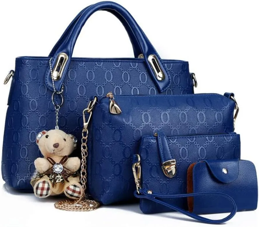 Women 4Pcs Top-handle Bag Satchel Tote Purse Crossbody Shoulder Handbag Clutch Card Holder