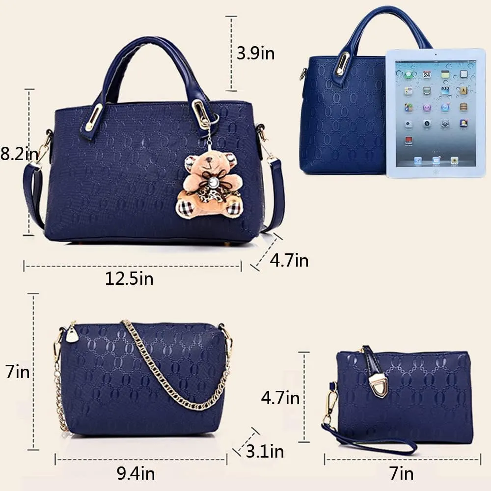 Women 4Pcs Top-handle Bag Satchel Tote Purse Crossbody Shoulder Handbag Clutch Card Holder