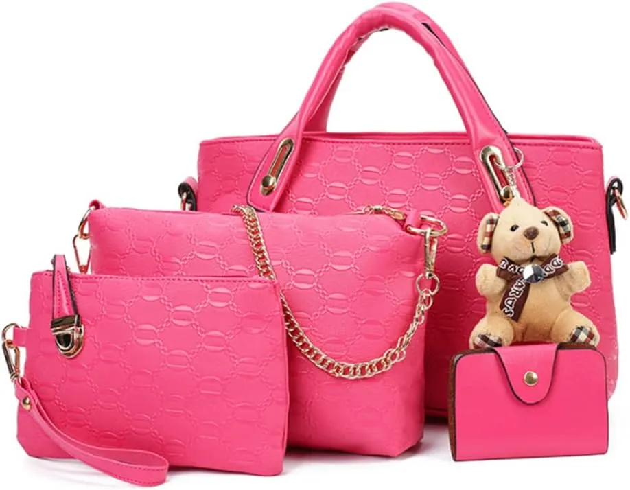Women 4Pcs Top-handle Bag Satchel Tote Purse Crossbody Shoulder Handbag Clutch Card Holder