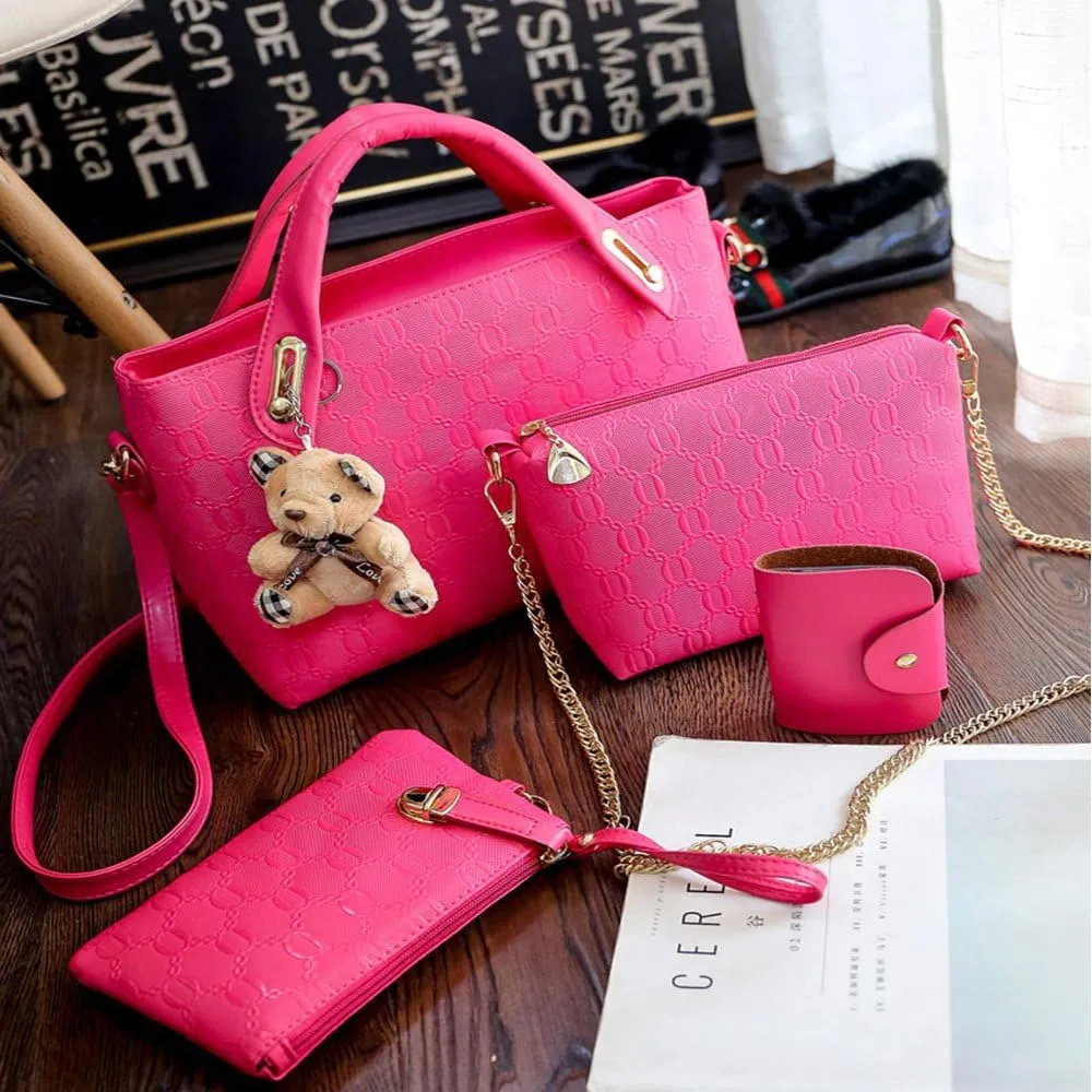Women 4Pcs Top-handle Bag Satchel Tote Purse Crossbody Shoulder Handbag Clutch Card Holder
