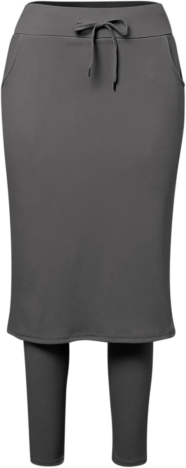 Women Athletic Knee Length Skirts with Leggings,Skorts Leggings&Skirted Capris Swim Skorts for Women Yoga Pockets
