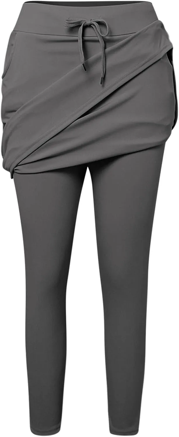 Women Athletic Knee Length Skirts with Leggings,Skorts Leggings&Skirted Capris Swim Skorts for Women Yoga Pockets