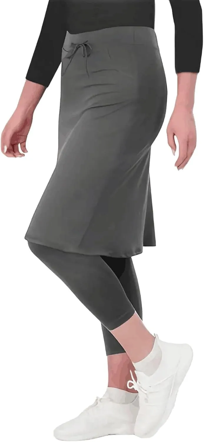 Women Athletic Knee Length Skirts with Leggings,Skorts Leggings&Skirted Capris Swim Skorts for Women Yoga Pockets