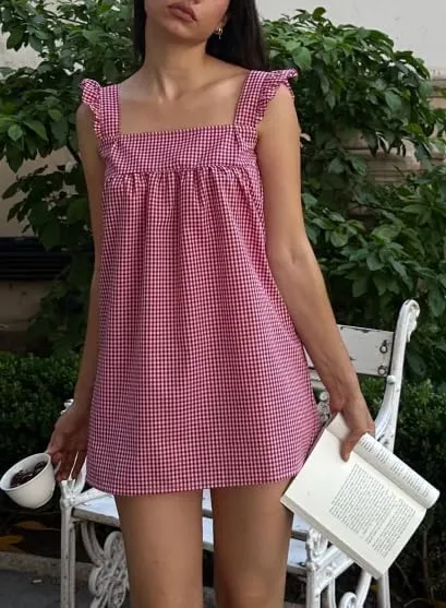 Women Boho Babydoll Mini Dress Y2k Flowy Ruffle Short Dress Casual Going Out Dress Cute Streetwear