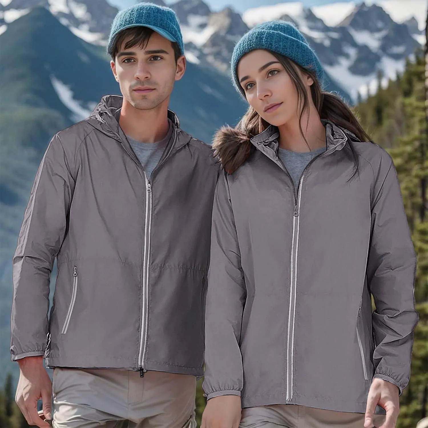 Women Casual Raincoats Active Outdoor Hooded Long Sleeve Rainproof Windproof Lightweight Jackets Trench Coats 2023