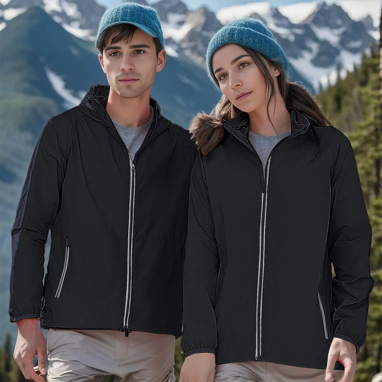 Women Casual Raincoats Active Outdoor Hooded Long Sleeve Rainproof Windproof Lightweight Jackets Trench Coats 2023