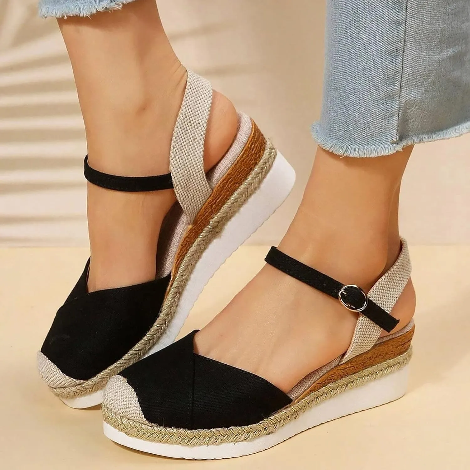 Women Comfortable Sandals,Women Sandals Summer Flat Bottom Slope Heel Fish Mouth Casual Women Sandals Water Sandals Women Orthotic Walking Sandals Orthopedic Arch Support Sandals