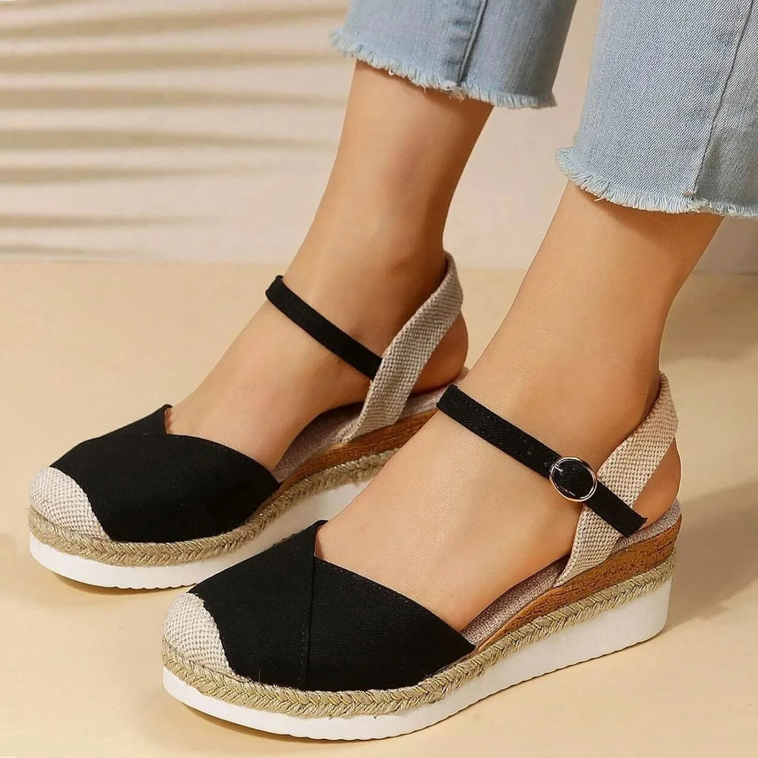 Women Comfortable Sandals,Women Sandals Summer Flat Bottom Slope Heel Fish Mouth Casual Women Sandals Water Sandals Women Orthotic Walking Sandals Orthopedic Arch Support Sandals